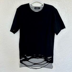 KDNK | Oversized Distressed Streetwear Style Shirt | Men’s Small | Black Grey